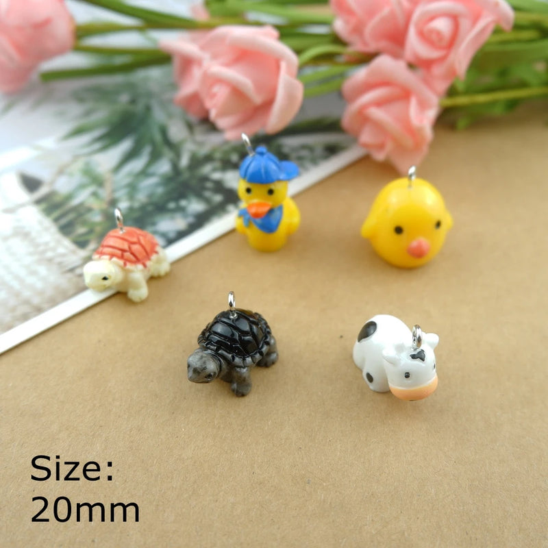 Animal Charms for DIY Jewelry Making - Duck Turtle Cow Earrings