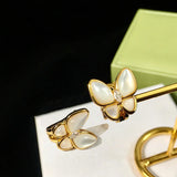 Butterfly CZ Shell Earrings Micro Mosaic Ear Clip Jewelry