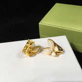 Butterfly CZ Shell Earrings Micro Mosaic Ear Clip Jewelry
