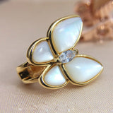 Butterfly CZ Shell Earrings Micro Mosaic Ear Clip Jewelry
