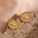 Geometric Pearl Stud Earrings Stainless Steel Jewelry