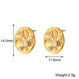 Geometric Pearl Stud Earrings Stainless Steel Jewelry