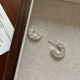 925 Silver Half Round Stud Earrings Women Earings