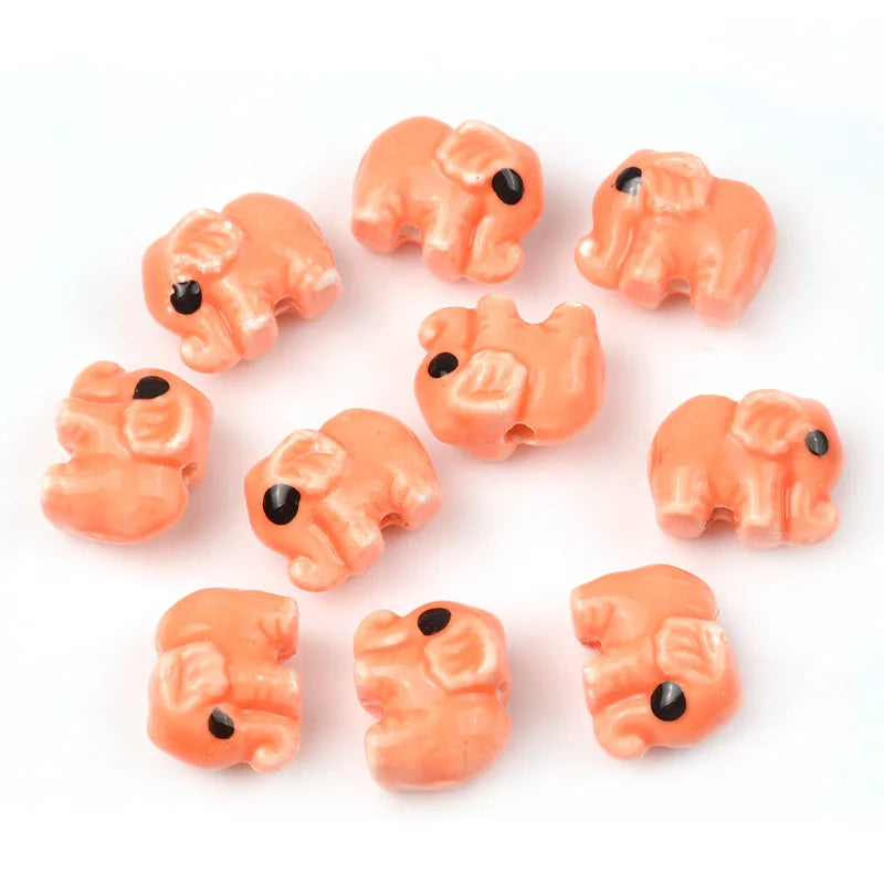 Elephant Shape Ceramic Beads Loose Charms Porcelain Beads for Jewelry Making