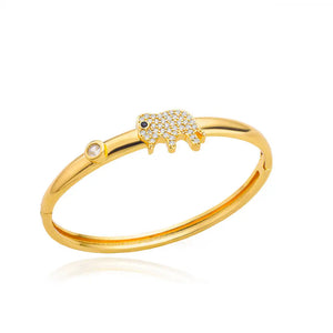 Elephant Zircon Cuff Bracelet Stainless Steel Bangle Wedding Jewelry