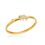 Elephant Zircon Cuff Bracelet Stainless Steel Bangle Wedding Jewelry