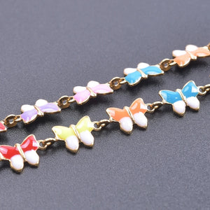 Enamel Charm Flower Butterfly Necklace Stainless Steel Jewelry