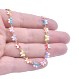Enamel Charm Flower Butterfly Necklace Stainless Steel Jewelry