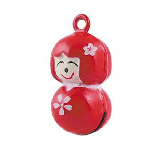 Enamel Metal Japanese Doll Bell Charms Copper Jingle Bell for Holiday Decoration