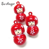 Enamel Metal Japanese Doll Bell Charms Copper Jingle Bell for Holiday Decoration