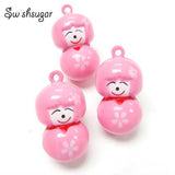 Enamel Metal Japanese Doll Bell Charms Copper Jingle Bell for Holiday Decoration