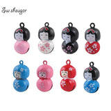 Enamel Metal Japanese Doll Bell Charms Copper Jingle Bell for Holiday Decoration