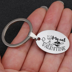Cat Mom Keychain, My Cat is my Valentine