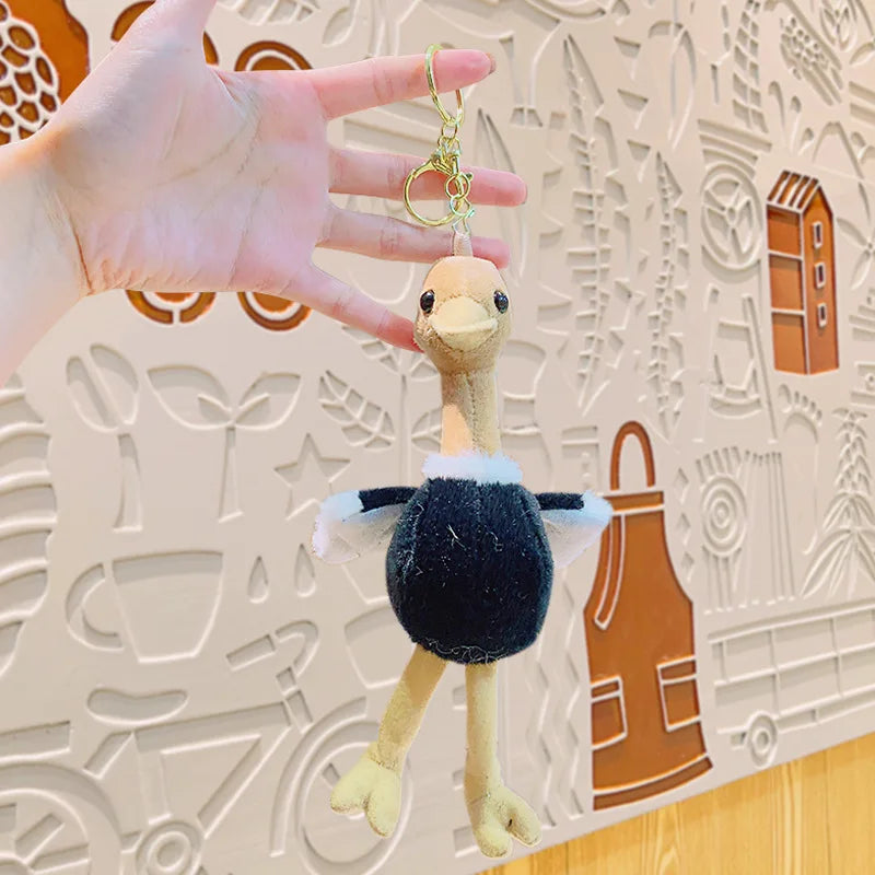 Ostrich Key Chain Cartoon Soft Stuffed Animal Keychain Couple Car Bag Pendant