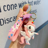 Fairytale PVC Unicorn Keychain 3D Horse Car Key Ring Holder Bag Charms