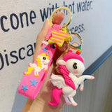 Fairytale PVC Unicorn Keychain 3D Horse Car Key Ring Holder Bag Charms