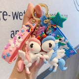 Fairytale PVC Unicorn Keychain 3D Horse Car Key Ring Holder Bag Charms