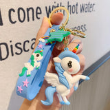 Fairytale PVC Unicorn Keychain 3D Horse Car Key Ring Holder Bag Charms