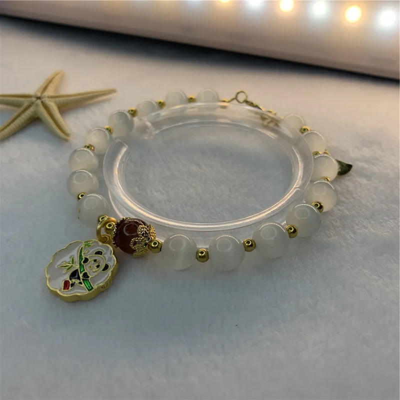 8mm Cat Eye Stone Pendant Bracelet Round Beads Jewelry Women Y918