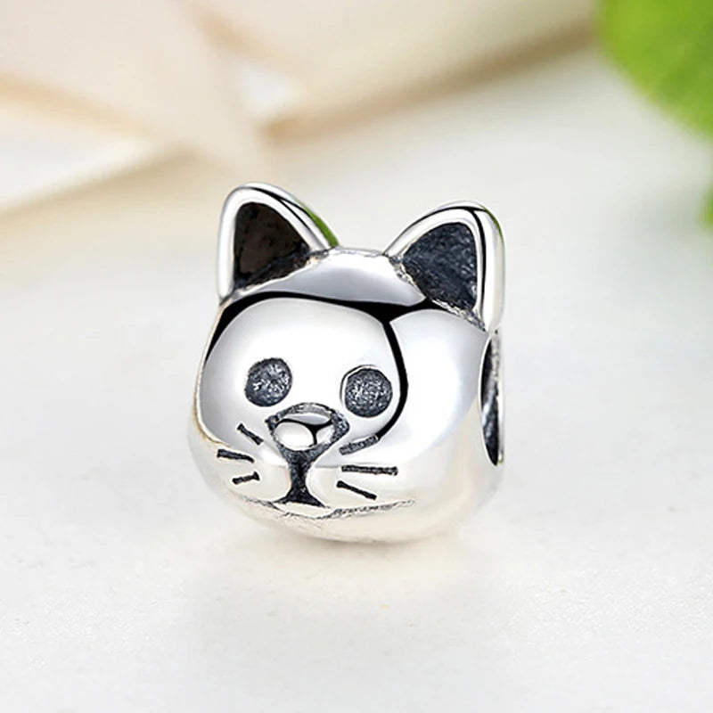 Pet Cat Bead Charm Sterling Silver S925 European Charms Bracelets