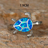 Fire Opal Stone Ring Turtle Ring Vintage Jewelry