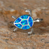Fire Opal Stone Ring Silver Turtle Ring Jewelry