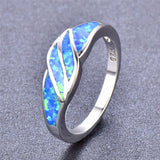 Fire Opal Stone Ring Silver Finger Ring Wedding Engagement Rings