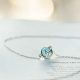 Crystal Moonstone Pendant Necklace 925 Sterling Silver Chain Women Mermaid Tail