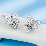 925 Silver Zircon Bow Earrings Women