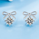 925 Silver Zircon Bow Earrings Women