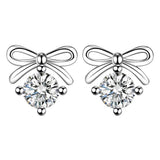 925 Silver Zircon Bow Earrings Women