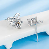 925 Silver Zircon Bow Earrings Women