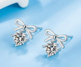 925 Silver Zircon Bow Earrings Women