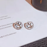 Smiling Face Small Earrings 925 Silver Prevent Allergy Crystal Jewelry