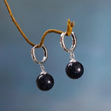 Ruby Red Drop Earrings Sterling Silver Crystal Round Dangle Earrings