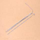 Yellow Silver Rhinestone Anklet Charm for Women