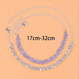 Yellow Silver Rhinestone Anklet Charm for Women