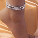 Yellow Silver Rhinestone Anklet Charm for Women