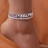 Yellow Silver Rhinestone Anklet Charm for Women