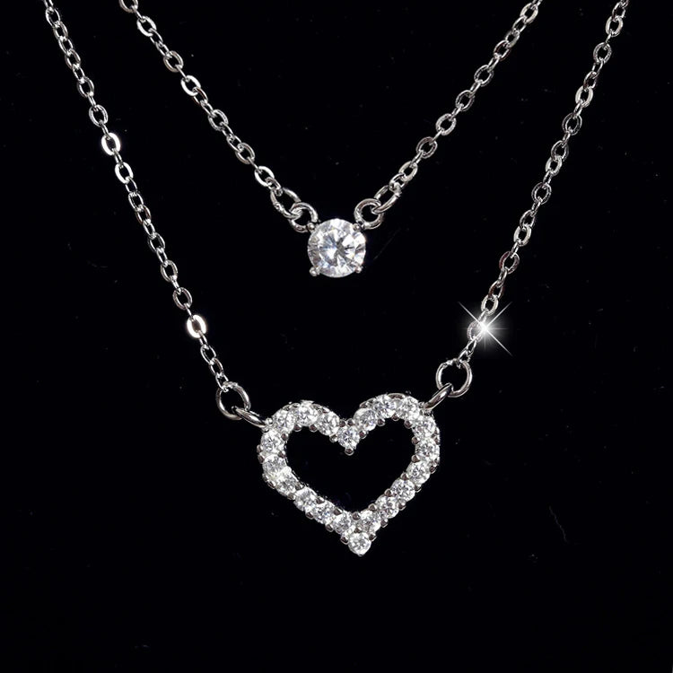 925 Silver Heart Pendant Necklace Vintage Wedding Jewelry