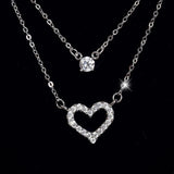 925 Silver Heart Pendant Necklace Vintage Wedding Jewelry