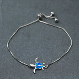 Small Turtle Bracelet Opal Stone Vintage Silver Chain Necklaces
