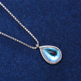 Water Drop Moonstone Pendant Necklace 925 Sterling Silver Crystal Wedding Neckla