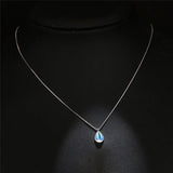 Water Drop Moonstone Pendant Necklace 925 Sterling Silver Crystal Wedding Neckla