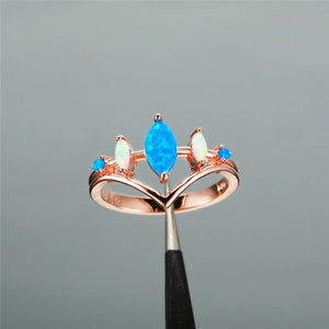 Fire Opal Ring Silver Band Wedding Love Engagement Rings