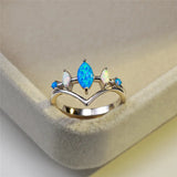Fire Opal Ring Silver Band Wedding Love Engagement Rings