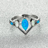 Fire Opal Ring Silver Band Wedding Love Engagement Rings
