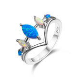 Fire Opal Ring Silver Band Wedding Love Engagement Rings