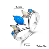 Fire Opal Ring Silver Band Wedding Love Engagement Rings