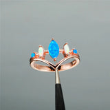 Fire Opal Ring Silver Band Wedding Love Engagement Rings
